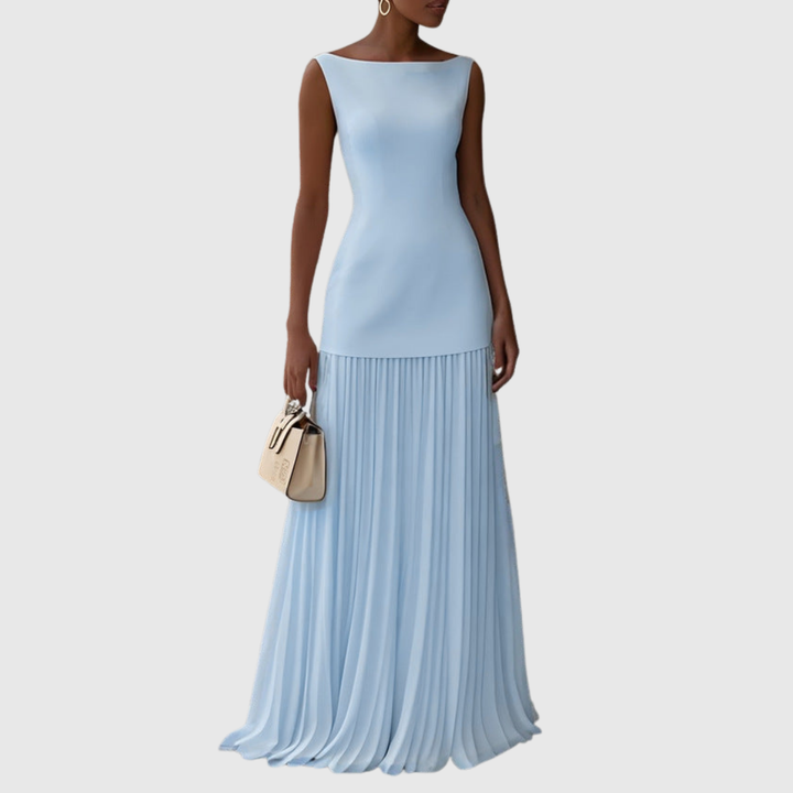 Sleeveless Pleated Hem Maxi Dress Elegant