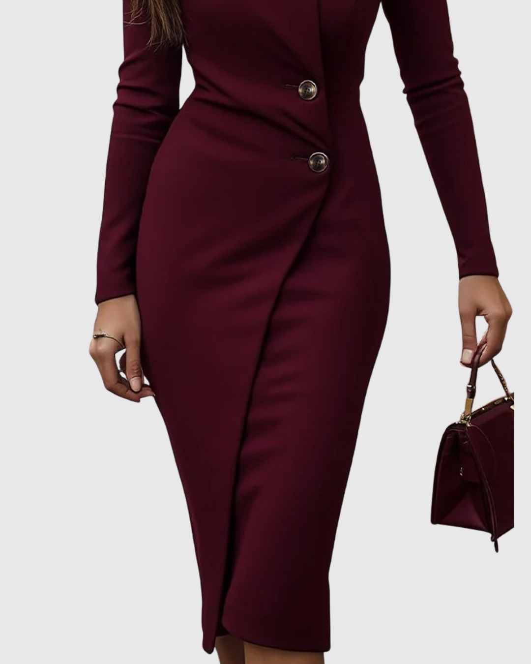 Elegant Bodycon Midi Dress Long Sleeve Blazer Style