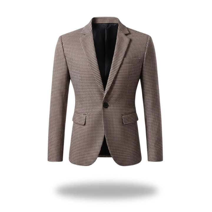 Houndstooth Notch Lapel Flap Pocket Single Button Slim Blazer