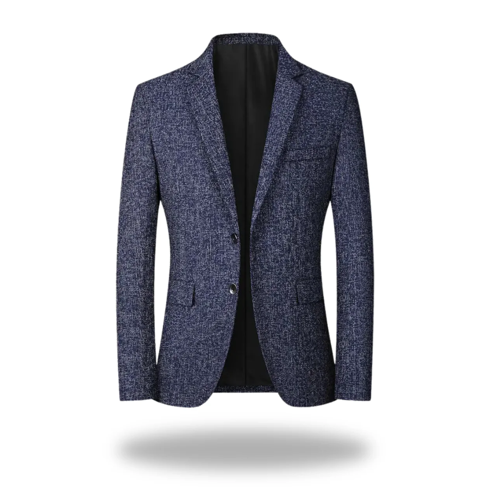 Textured Tweed Notch Lapel Two Button Slim Fit Blazer