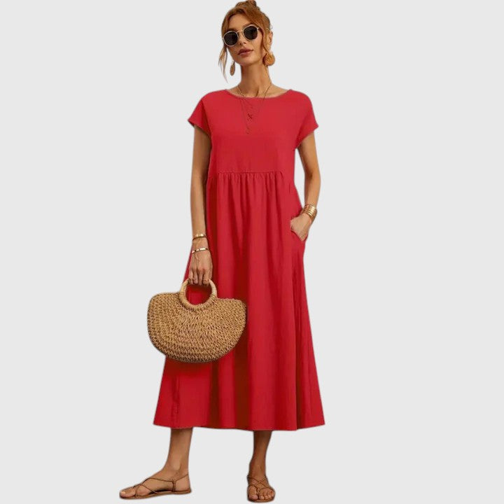 Casual Cotton Linen A Line Summer Maxi Dress
