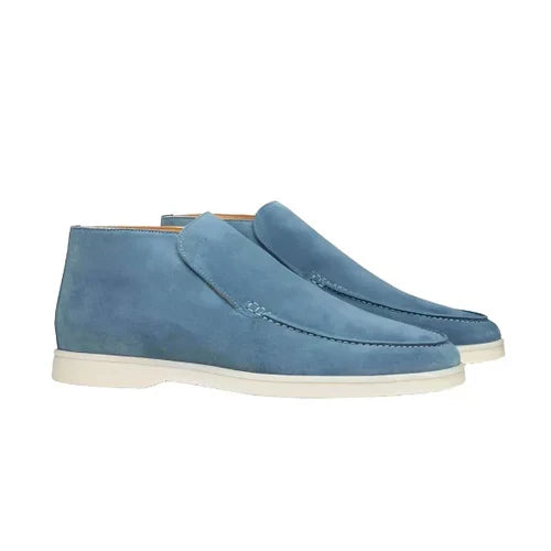 Suede Moc Toe Slip On Mid Cut Casual Loafer Boot