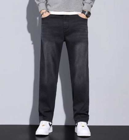 Washed Straight Leg Relaxed Fit Casual Denim Jean