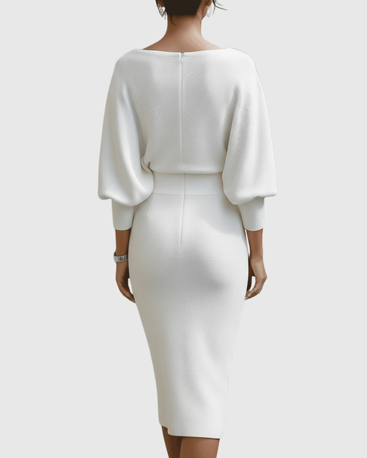Elegant Knit Midi Cocktail Dress