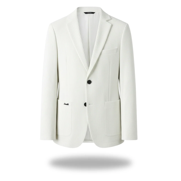 Ribbed Texture Notch Lapel Patch Pocket Single Button Blazer