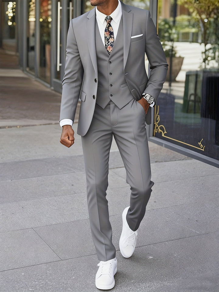 Contrast Shawl Lapel Single Button Waistcoat Three Piece Mens Suit