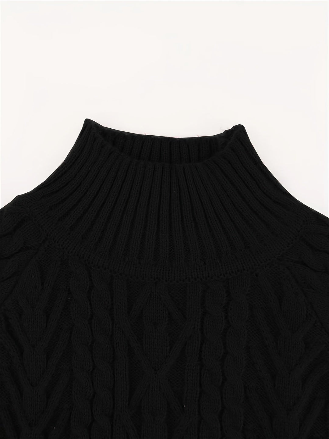 Isolde | Women's Puff Sleeve Mock Neck Cable Knit Sweater