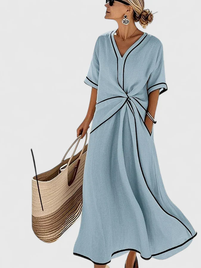 Women's Linen Maxi Dress Casual Summer Beach