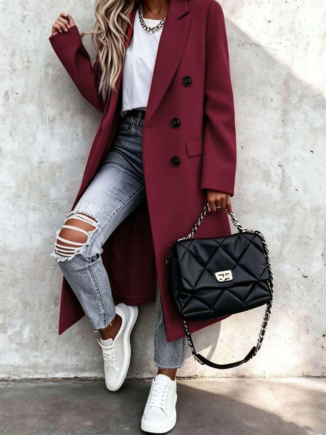 Bernadette | Women's Long Lapel Double Breasted Coat