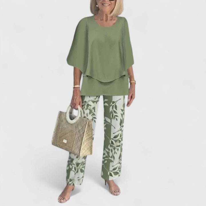 Floral Print Layered Top Two Piece Set Women