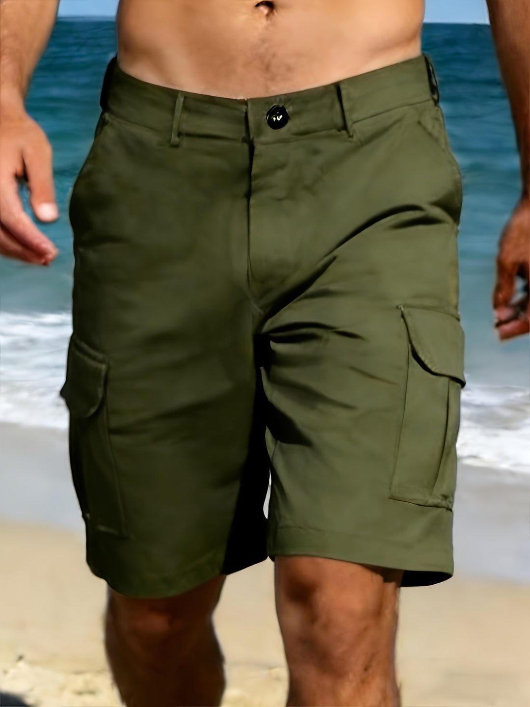 Flat Front Flap Pocket Belt Loop Relaxed Fit Mens Cargo Short
