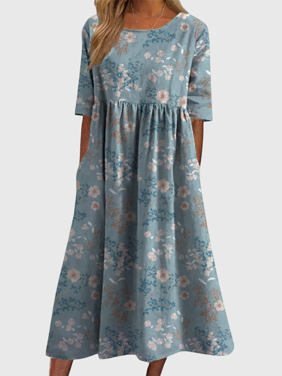 Floral Cotton Casual Summer Midi Dress
