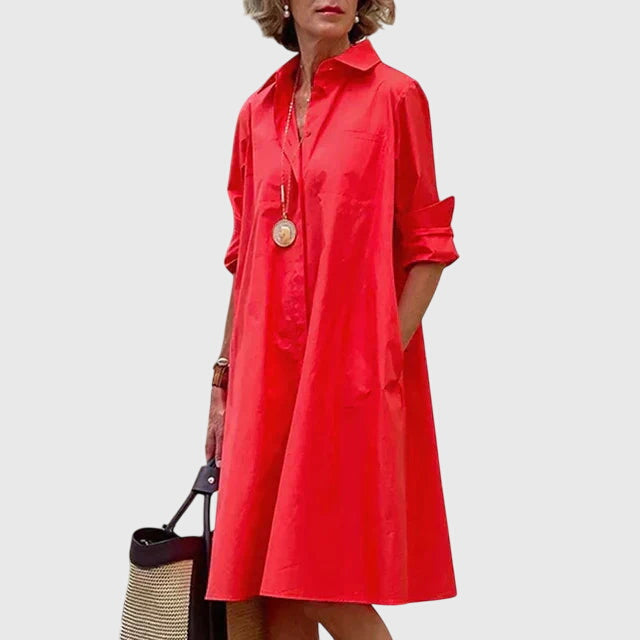 Oversized Button Down Casual Midi Shirt Dress