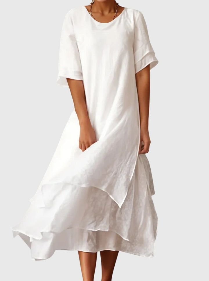Linen Tiered Maxi Summer Beach Dress