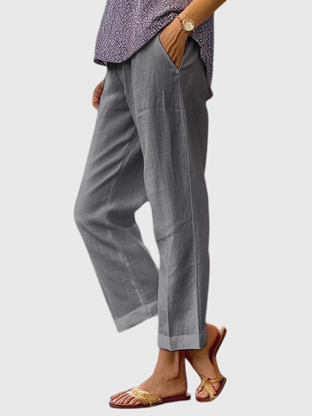 Straight Leg Linen Pants Women - Casual Everyday Comfort