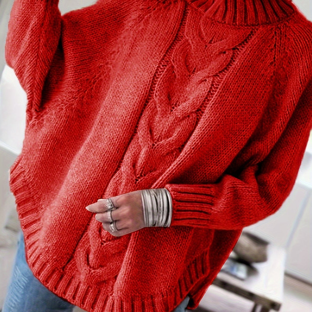 Isolde | Women's Oversized Cable Knit Turtleneck Sweater