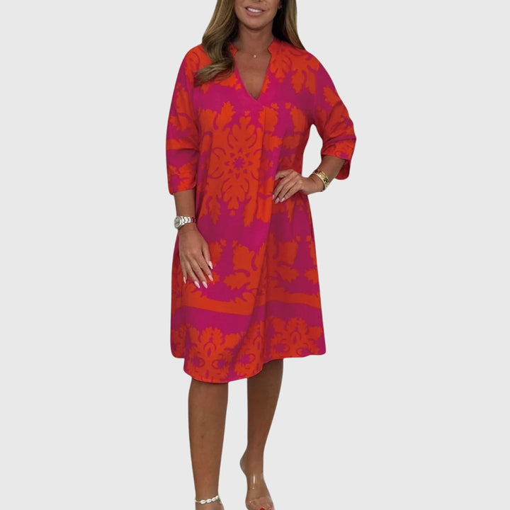 Printed Loose Fit Midi Dress