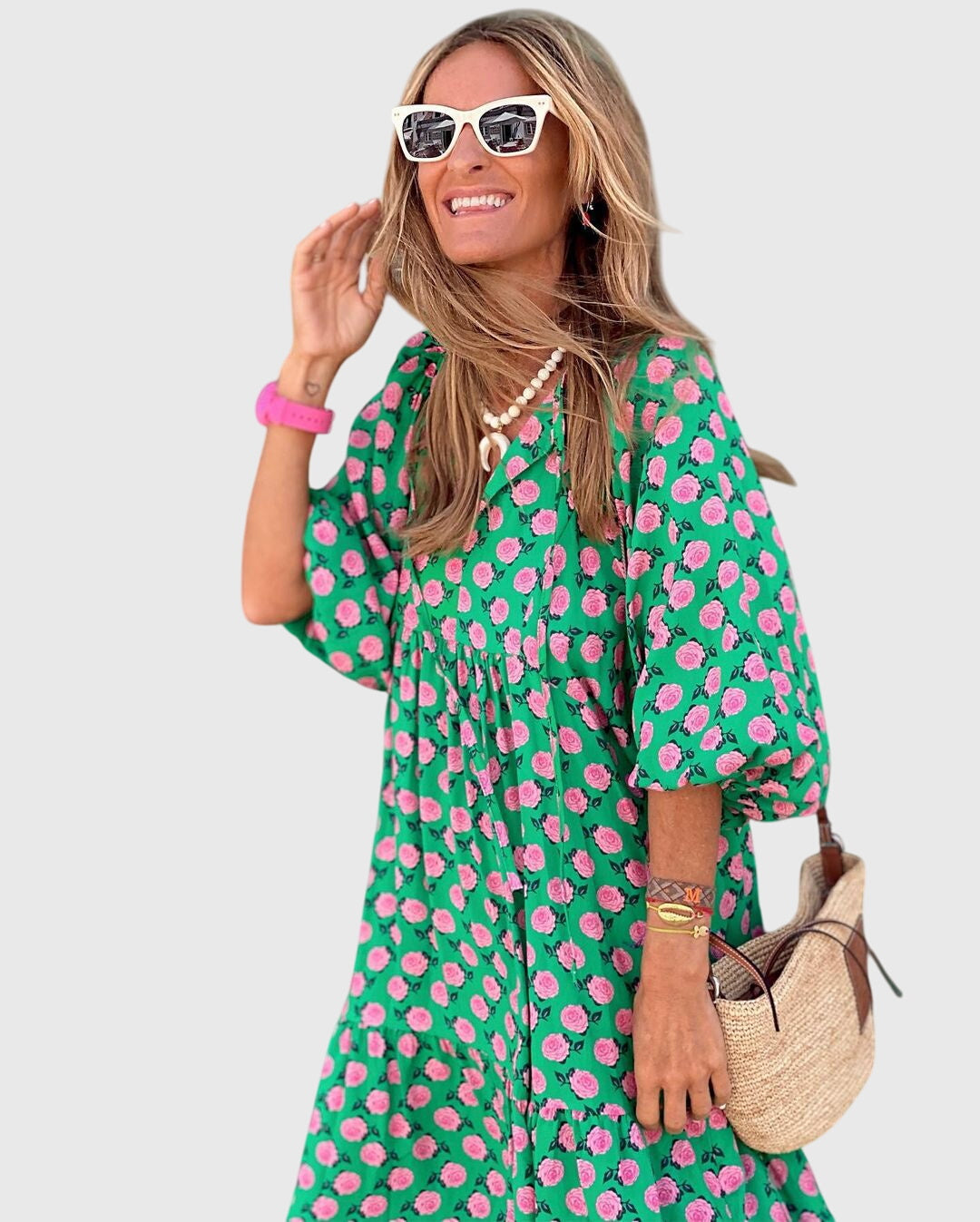 Long Sleeve Floral Maxi Dress Loose Fit