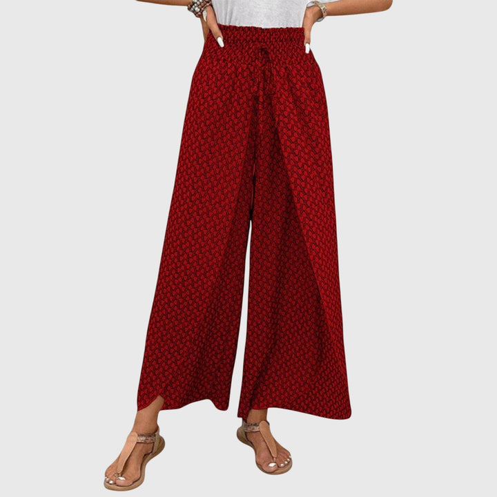 Printed Smocked Waist Wide Leg Palazzo Pants Women - Casual