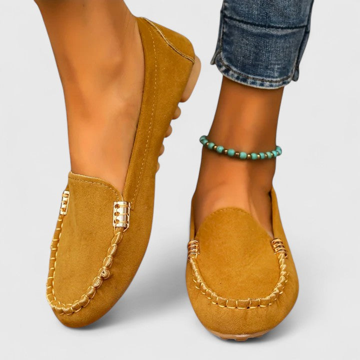 Suede Moccasin Slip On Loafers Women