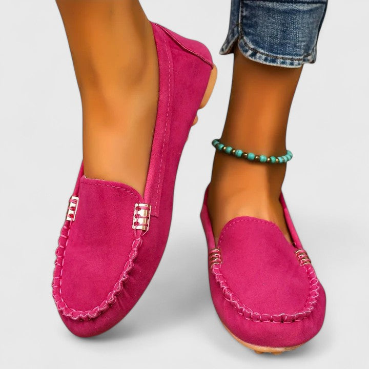 Suede Moccasin Slip On Loafers Women