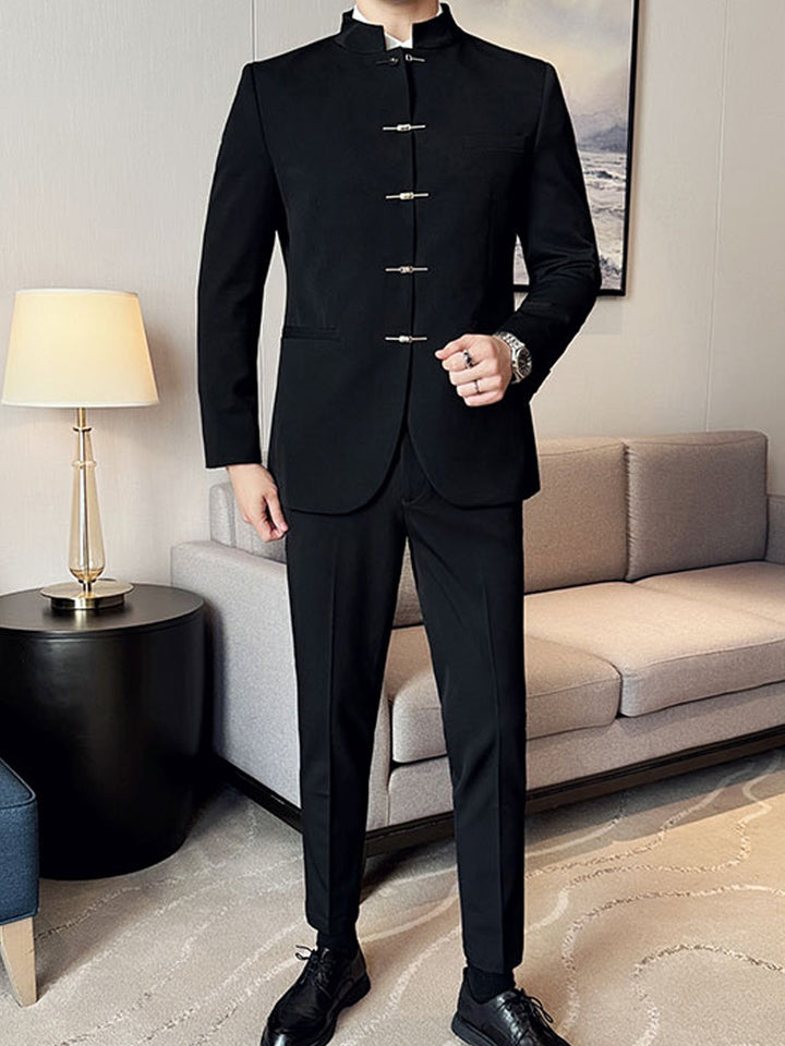 Barnaby | Men's Frog-Clasp Stand Collar Jacket