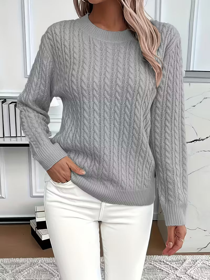 Josephine | Women's Chunky Cable Knit Round Neck Sweater