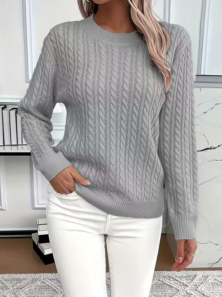 Josephine | Women's Chunky Cable Knit Round Neck Sweater