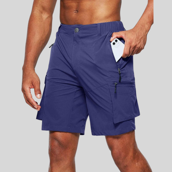 Zip Pocket Elasticated Waist Outdoor Cargo Shorts