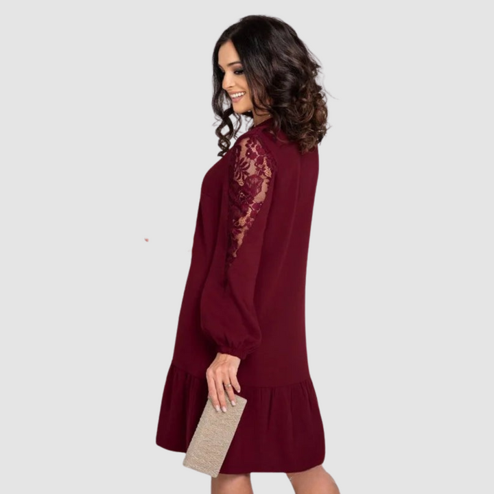 Elegant Lace Sleeve Casual Midi Cocktail Dress
