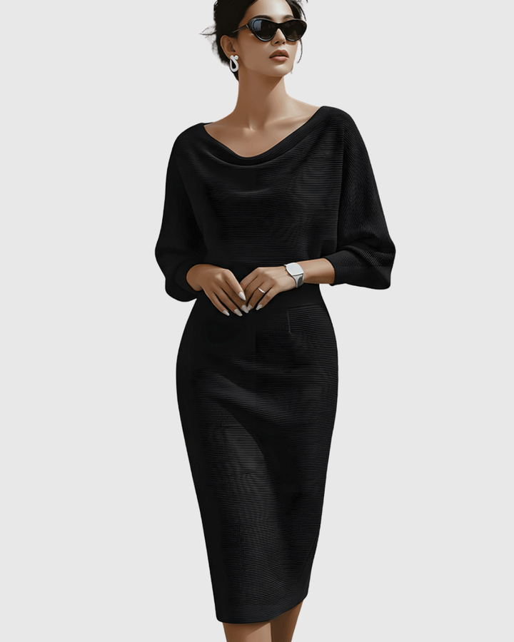 Elegant Knit Midi Cocktail Dress