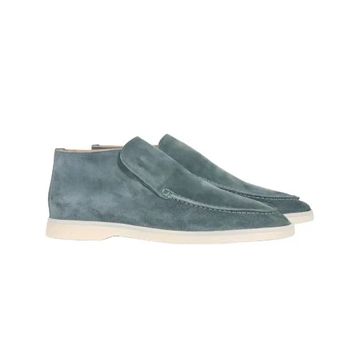 Suede Moc Toe Slip On Mid Cut Casual Loafer Boot