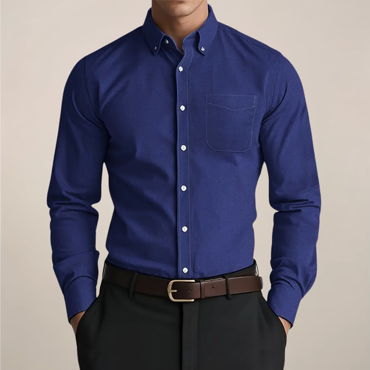 Button Down Collar Long Sleeve Oxford Shirt Men