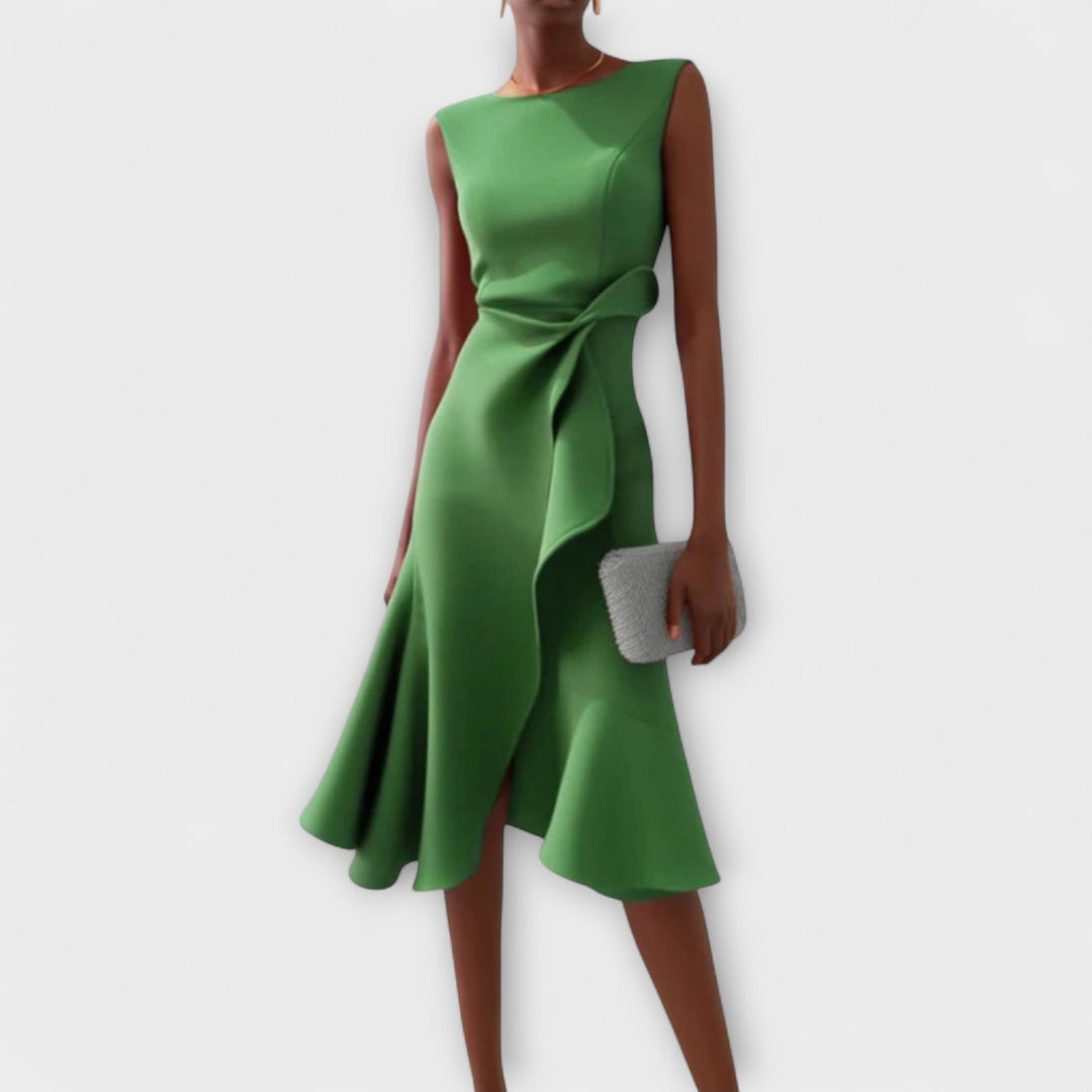 Women's Ruffle Midi Dress Cocktail Wedding Guest