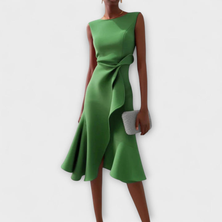 Women's Ruffle Midi Dress Cocktail Wedding Guest