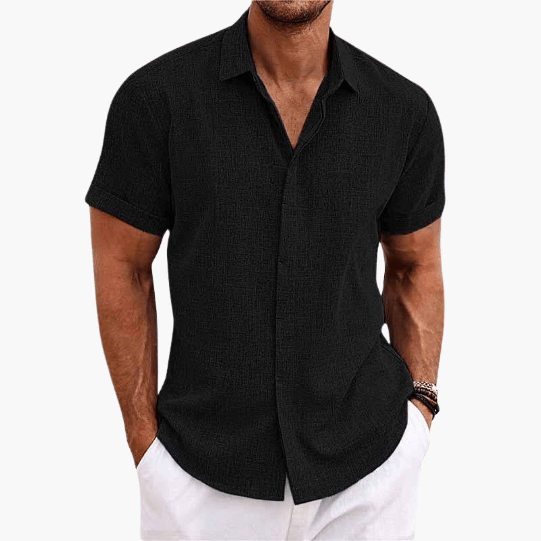 Short Sleeve Linen Button Down Casual Shirt Men