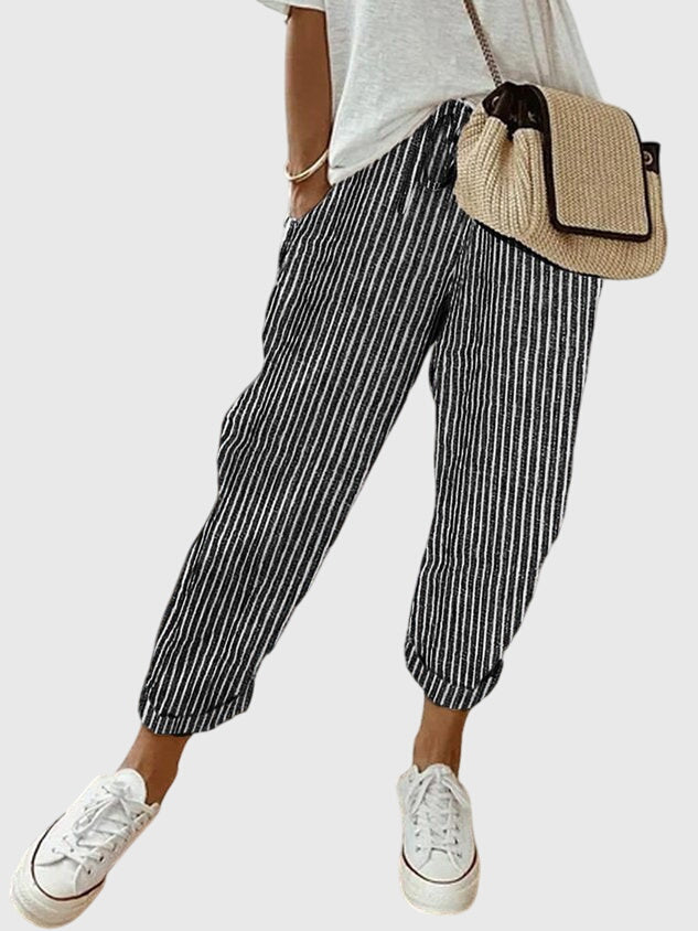 Drawstring Linen Jogger Pants Women - Relaxed Casual Fit
