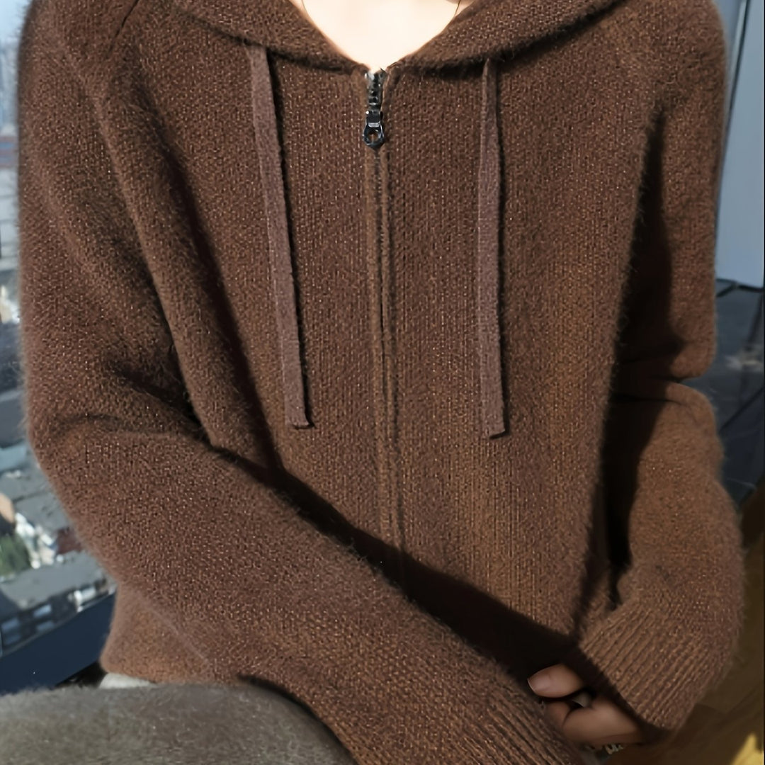 Isolde | Women's Zip-Up Hooded Cardigan for Layering