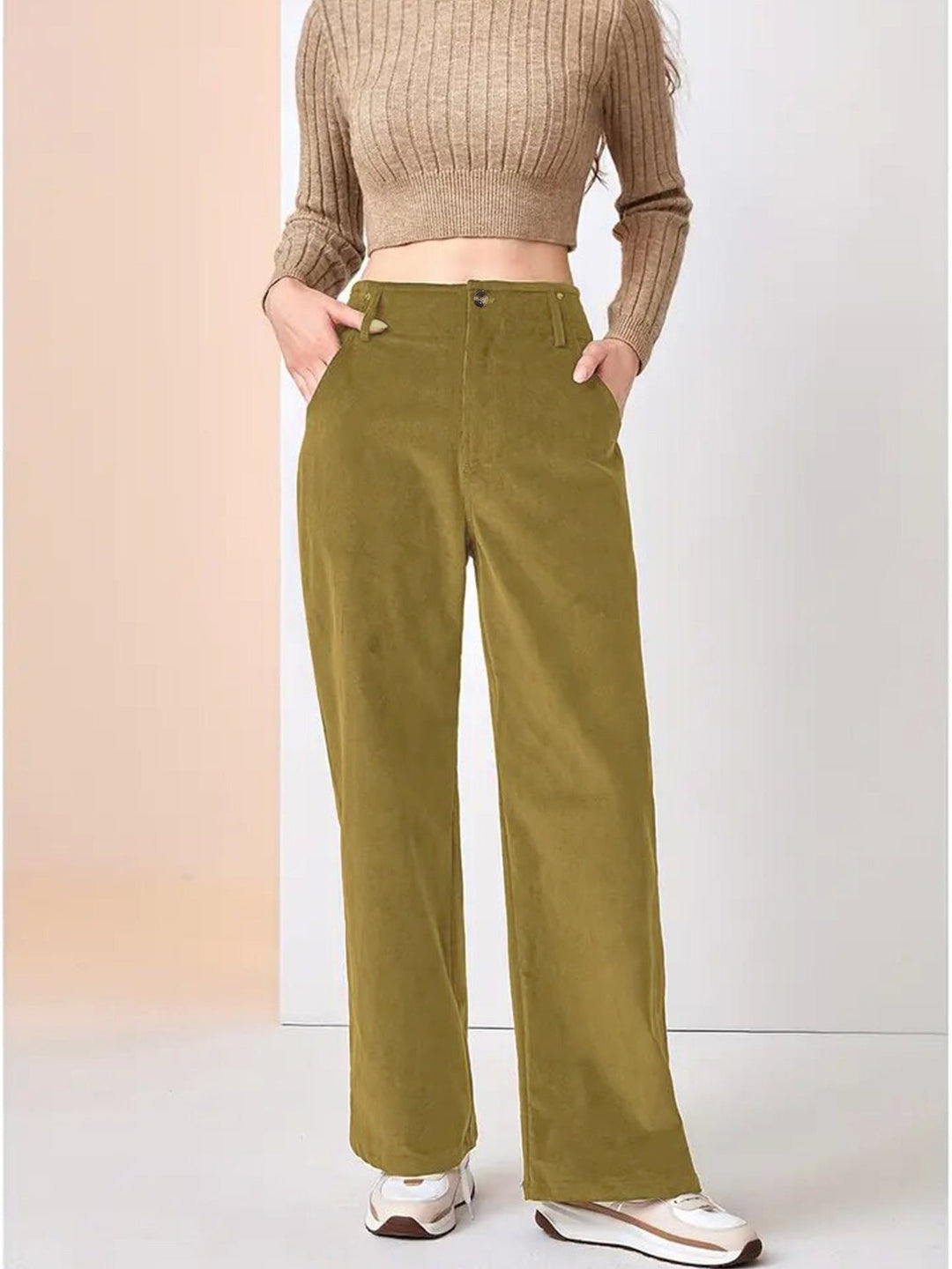 Sabine | Women's Relaxed Wide Leg Corduroy Pants with Button Fly