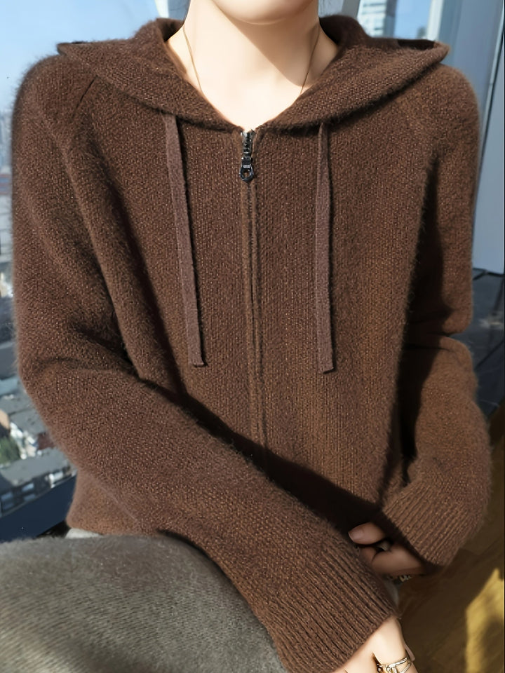 Isolde | Women's Zip-Up Hooded Cardigan for Layering