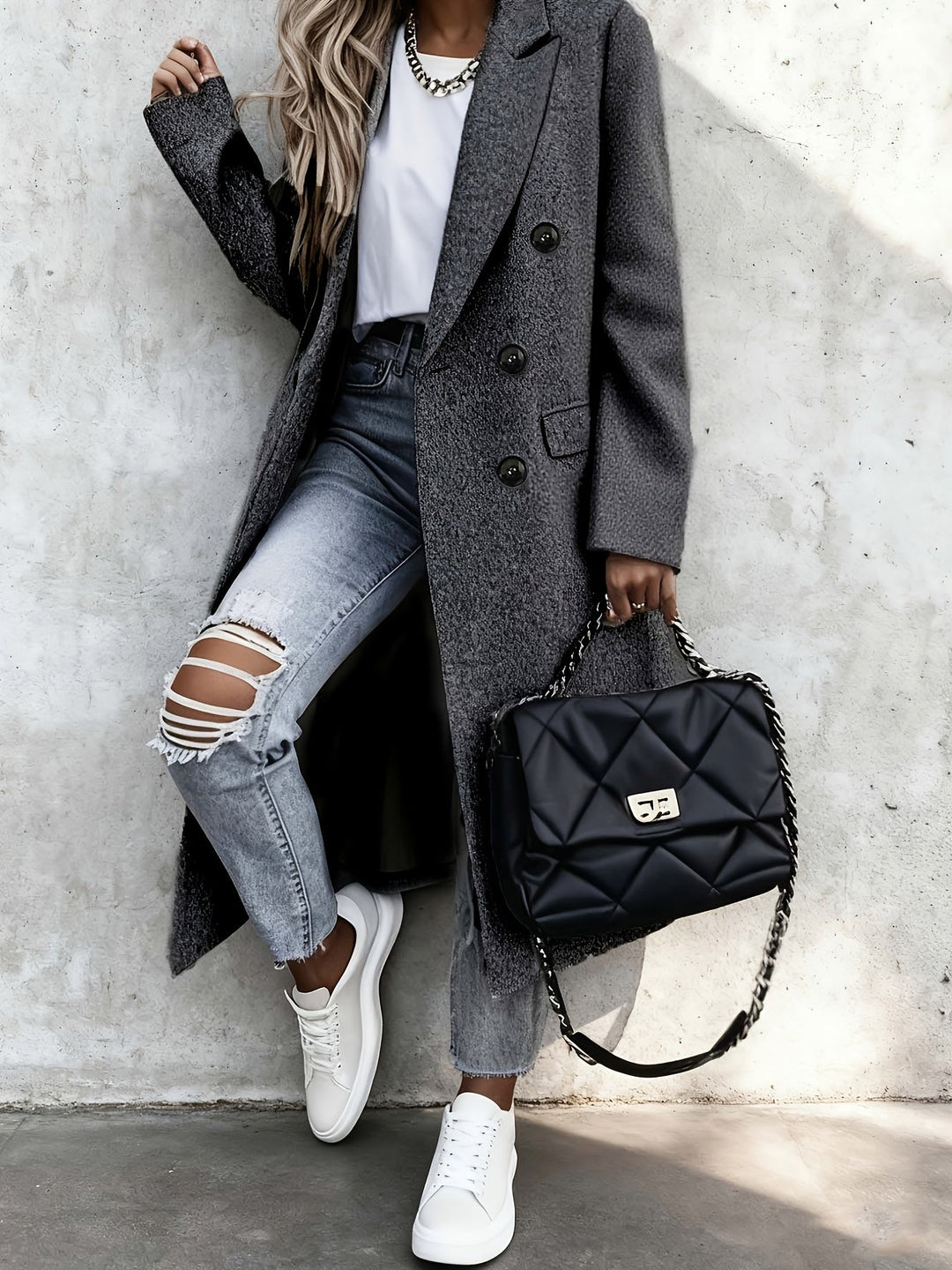 Bernadette | Women's Long Lapel Double Breasted Coat