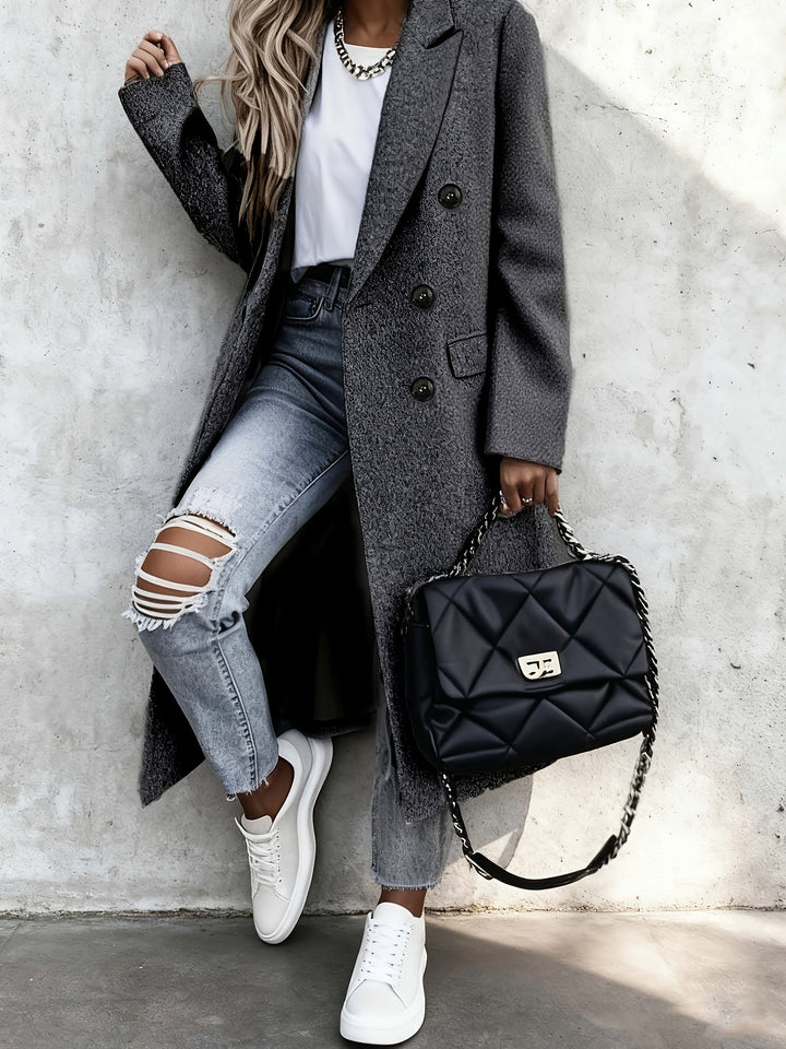 Bernadette | Women's Long Lapel Double Breasted Coat