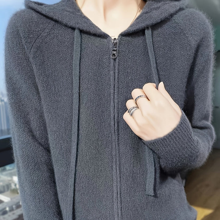 Isolde | Women's Zip-Up Hooded Cardigan for Layering