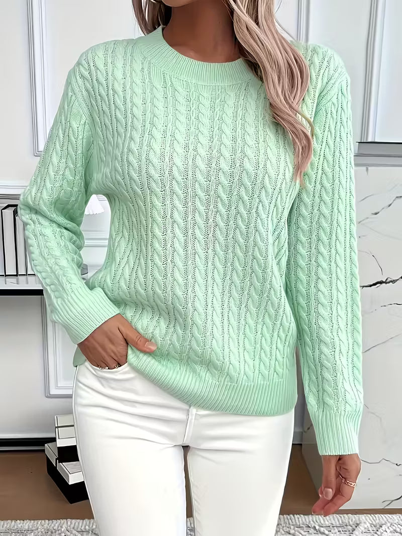 Josephine | Women's Chunky Cable Knit Round Neck Sweater