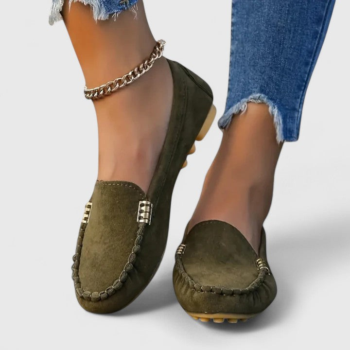 Suede Moccasin Slip On Loafers Women