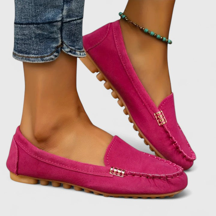Suede Moccasin Slip On Loafers Women