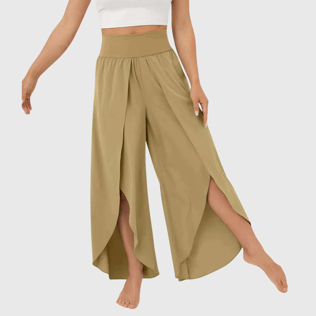 High Waisted Split Flowy Wide Leg Pants Women - Boho Style