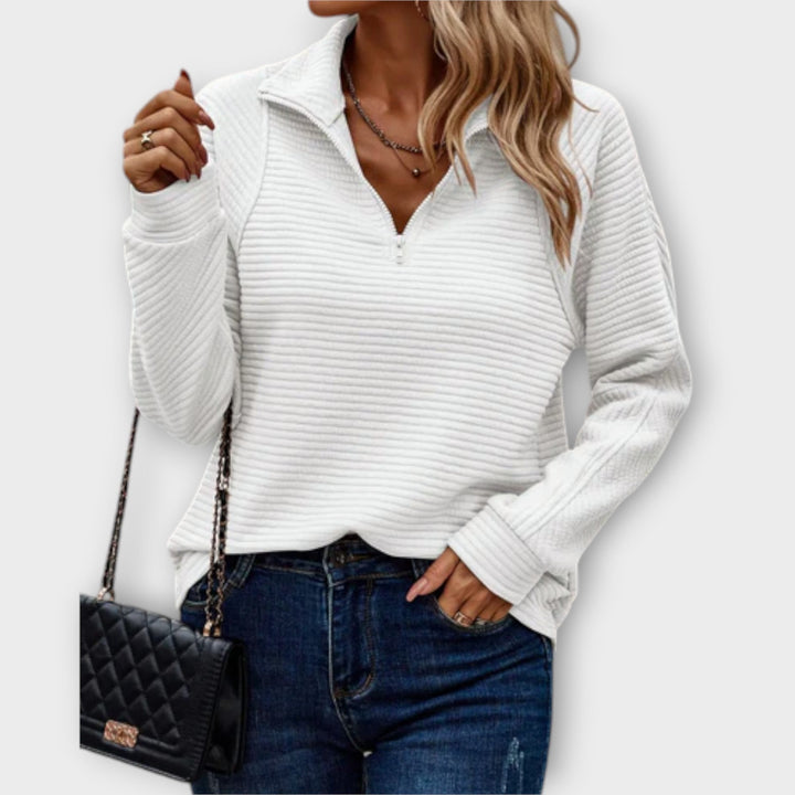 Wren | Women's Textured Quarter-Zip Collared Pullover