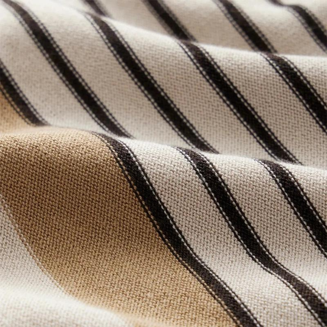 Vertical Stripe Knit Button Down Polo Shirt Men