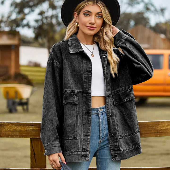 Marguerite | Women's Oversized Denim Shirt Jacket with Patch Pockets